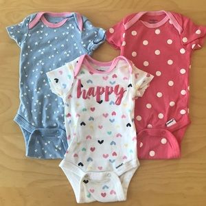 Gerber Baby Girl Onesies - Set of 3 - Size 0-3 M